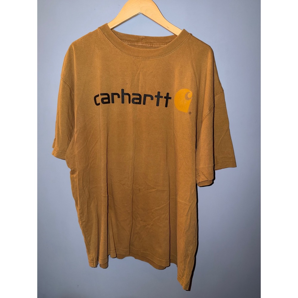 Carhartt Mens‎ XL Graphic Logo T-Shirt Brown Short Sleeve Cotton Workwear Tee